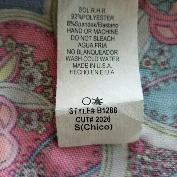 Women’s Boho Navy Pink And Teal Paisley Tunic Top Size Large - Picture 4 of 8